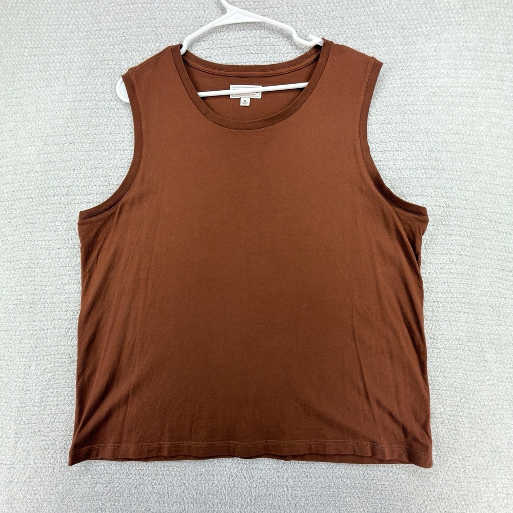 Tecovas Womens XL Muscle Tank Top Brown Pima Cotton Sleeveless Western Relaxed